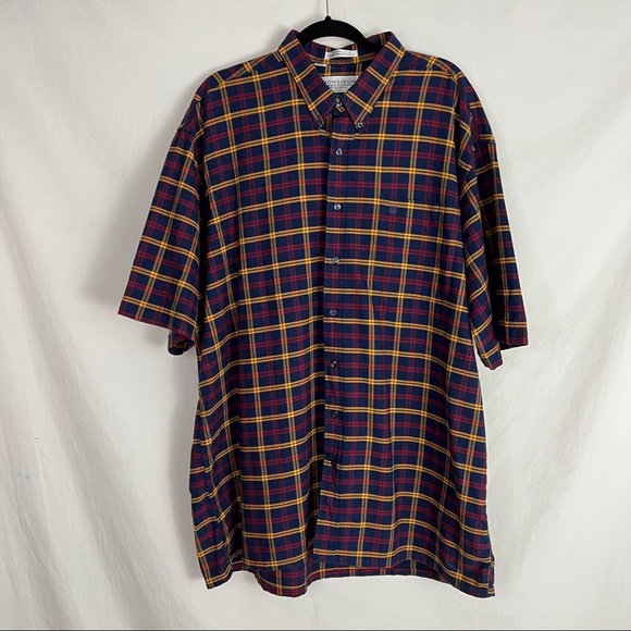 Givenchy Monsieur Plaid Single Needle Short Sleeve Button Down Shirt 2X Big - Picture 2 of 8